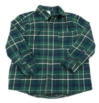 Tmavozeleno-tmavomodro-béžová kostkovaná košile Little Kids