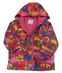 Tmavorůžová šusťáková jarní bunda s obrázky a kapucí Matalan