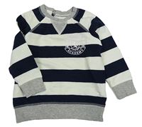 Tmavomodro-bílá pruhovaná mikina s nápisem H&M