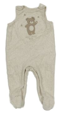 Světlebéžové melírované sametové dupačky s medvědem C&A