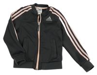 Tmavošedá sportovní propínací mikina s logem Adidas