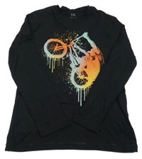 Černé triko s cyklistou C&A