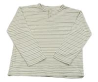 Smetanovo-šedé pruhované triko s knoflíky