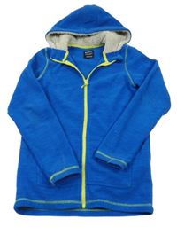 Modrá melírovaná fleecová propínací funkční mikina s kapucí Mountain Warehouse