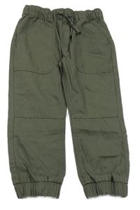 Khaki plátěné cuff kalhoty Nutmeg