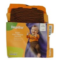 Nové - 2set - Oranžové body s dýní + černo-oranžové pruhované lehké tepláky Lupilu