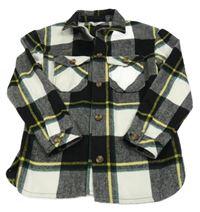 Černo-bílo-žlutá kostkovaná vlněná košilová bunda H&M