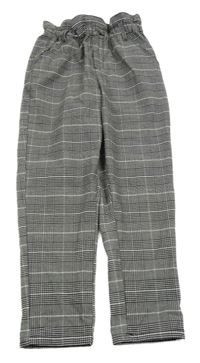 Šedo-černé kostkované paper bag kalhoty Kiabi