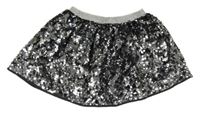 Černo-stříbrná flitrová sukně F&F