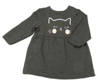 Antracitové teplákové šaty s kočkou Lupilu