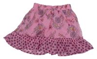 Růžová květovaná lehká sukně S. Oliver