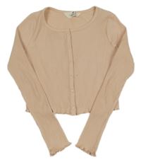 Pudrové žebrované propínací crop triko H&M