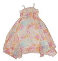 Růžovo-barevné batikované šifonové šaty H&M