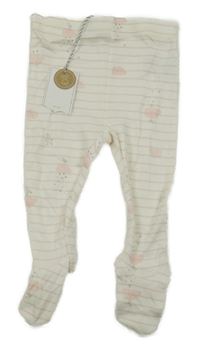 Nové - Bílo-růžové pruhované polodupky s mraky a ptáčky Mothercare
