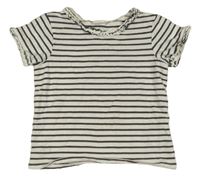 Bílo-tmavošedé pruhované tričko H&M