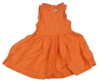 Korálové lněné šaty Petit Bateau