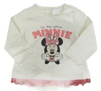 Smetanové triko s Minnie a volánem Disney