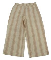Béžovo-růžové pruhované široké lehké kalhoty H&M