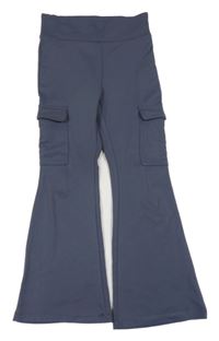 Tmavomodré sportovní flare cargo legíny Zara