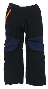 Černo-tmavomodré softshellové kalhoty Decathlon