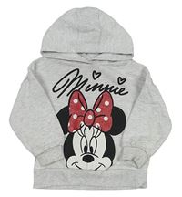 Bílo-šedá melírovaná oversize mikina s Minnie  a kapucí Disney 