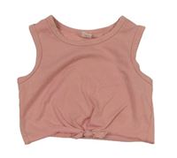 Světlerůžový crop top s uzlem shein 