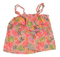 Neonově růžový květovaný lehký top Primark