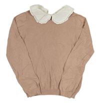 Starorůžový lehký svetr s košilovým límečkem Primark