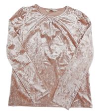 Světlerůžové sametové triko H&M