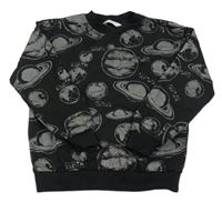 Černo-šedá mikina s planetami H&M
