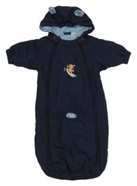 Tmavomodrý šusťákový zateplený fusak s kapucí Lupilu