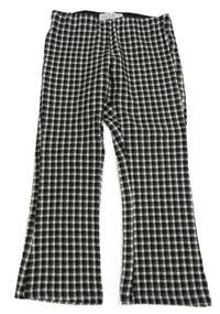 Černo-bílé kostičkované flare kalhoty Zara