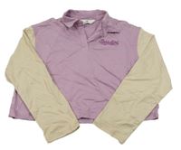 Lila-béžová crop lehká mikina s nápisem H&M