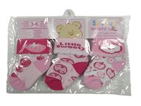 Nové - 3x růžové ponožky s nápisy 