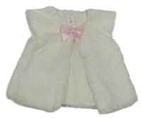 Bílá kožešinová podšitá vesta s mašlí C&A