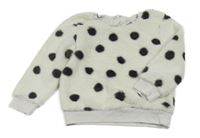 Bílá chlupatá mikina s šedými puntíky Nutmeg