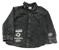 Antracitová riflová bunda s nápisem Zara