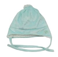 Světlemodrá plyšová zateplená zavazovací čepice Ergee