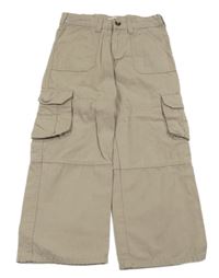 Béžové plátěné kalhoty s kapsami Vertbaudet