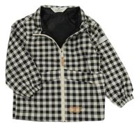 Černo-béžová kostkovaná šusťáková jarní bunda H&M