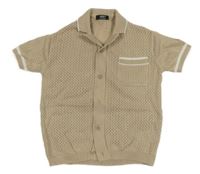 Béžové perforované propínací pletené polo tričko Next