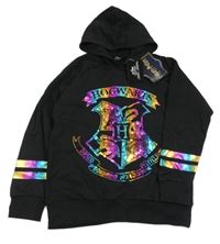 Nové - černá mikina s barevným potiskem a kapucí - Harry Potter 
