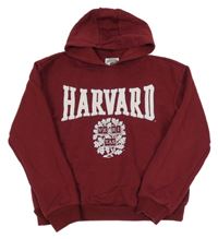 Vínová mikina s nápisem a kapucí - Harvard