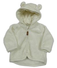 Smetanová propínací plyšová mikina s kapucí H&M