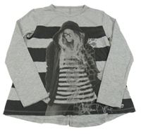 Šedo-černé triko s dívkou 