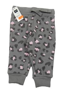 Nové - šedo-růžové leopardí tepláky dunnes