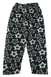 Černo-bílé fleecové domácí tepláky s hvězdami 