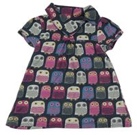 Šedo-růžovo-šedé úpletové šaty se sovami C&A