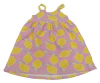 Růžovo-žlutá šatová tunika s citrony Zara