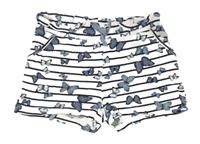 Bílo-modré pruhované kraťasy s motýlky H&M